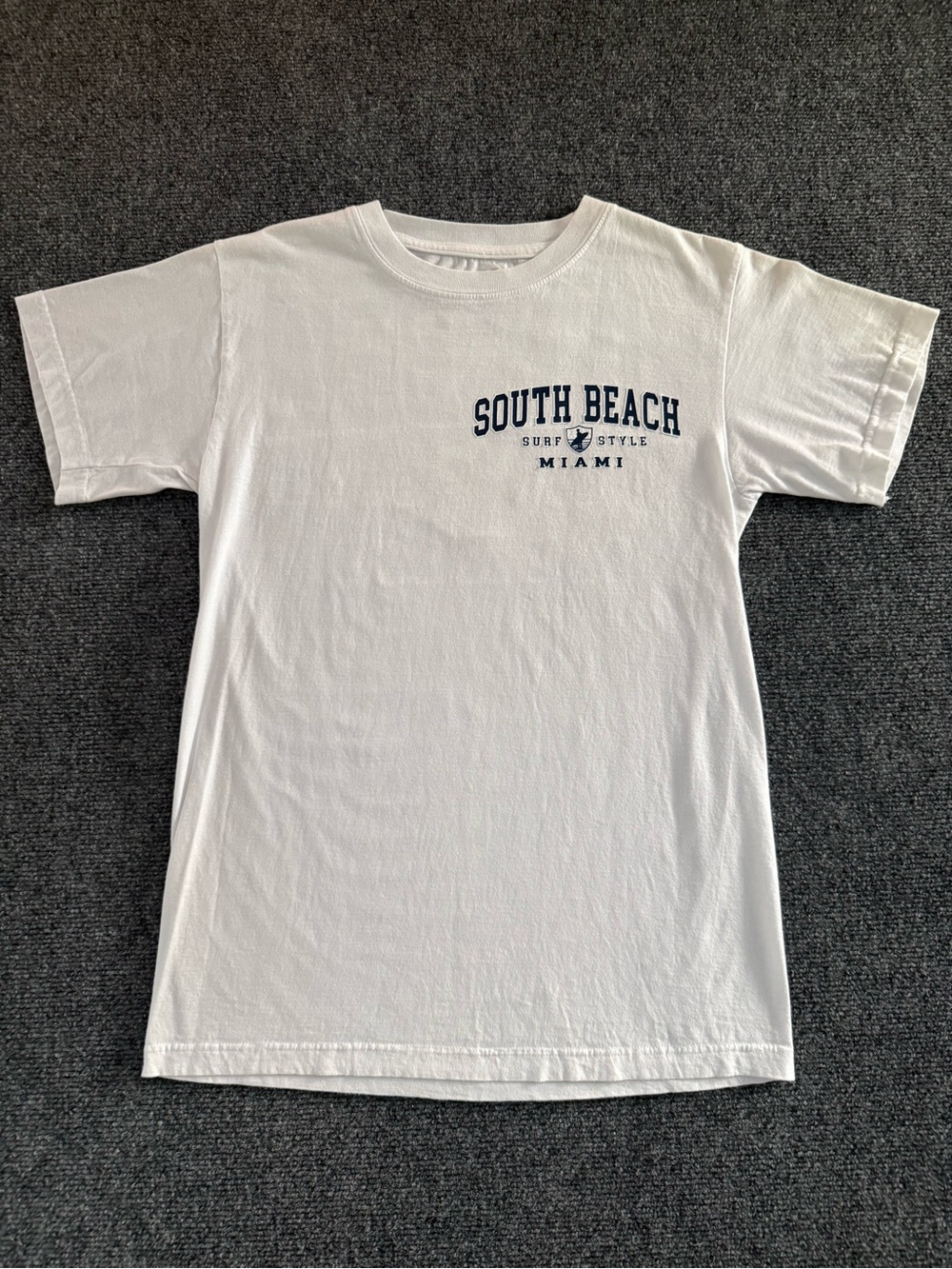 Surf Style White 100% Cotton Short-Sleeve "South Beach" Graphic Tee